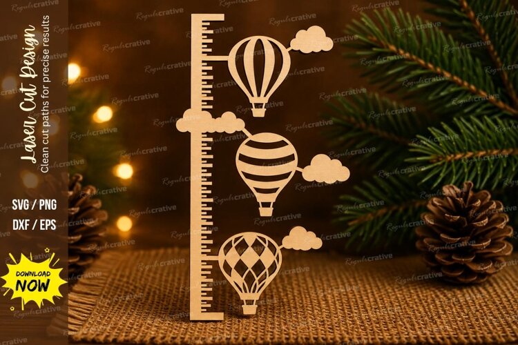 Hot Air Balloon Growth Chart Ruler SVG, Adventure Nursery example image 1