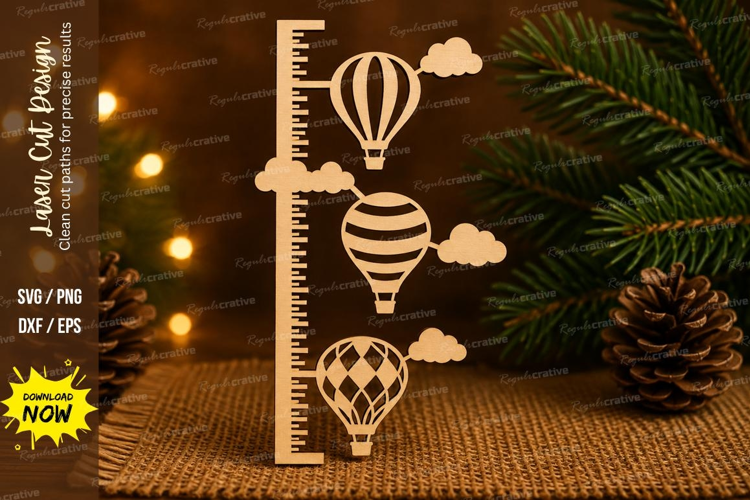 Hot Air Balloon Growth Chart Ruler SVG, Adventure Nursery