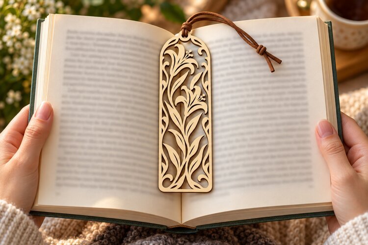 floral frame bookmark, floral bookmark png, laser cut bookma example image 1