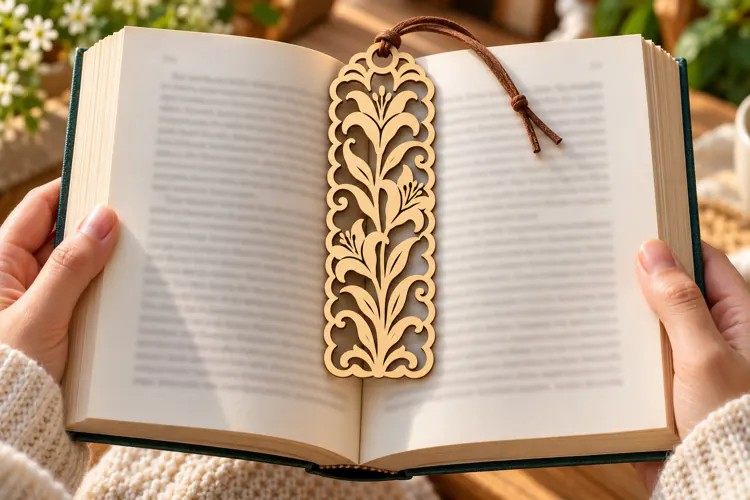 scalloped floral bookmark, floral bookmark png, laser cut