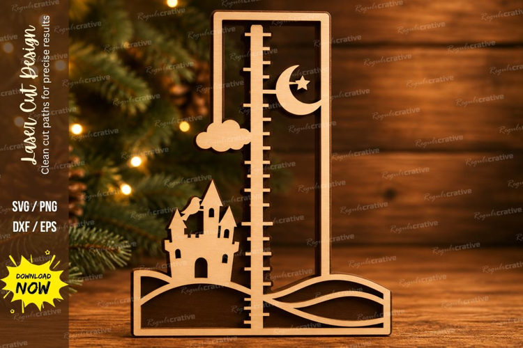 Princess Castle Growth Chart Ruler SVG, Fairy Tale Moon svg