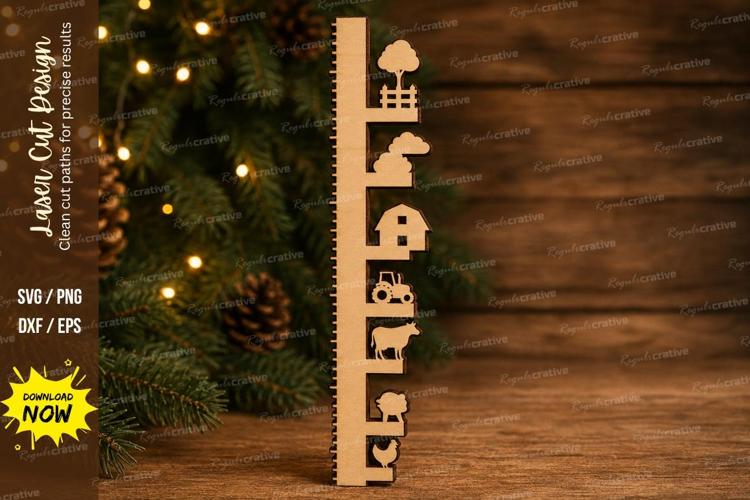 Farm Animals Growth Chart Ruler SVG, Cow Pig Chicken Barn