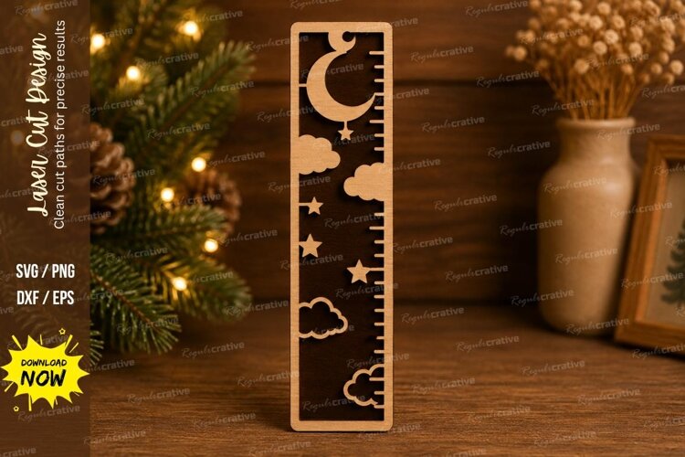 Celestial Moon Stars Growth Chart Ruler Night Sky Nursery example image 1
