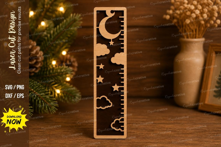 Celestial Moon Stars Growth Chart Ruler Night Sky Nursery