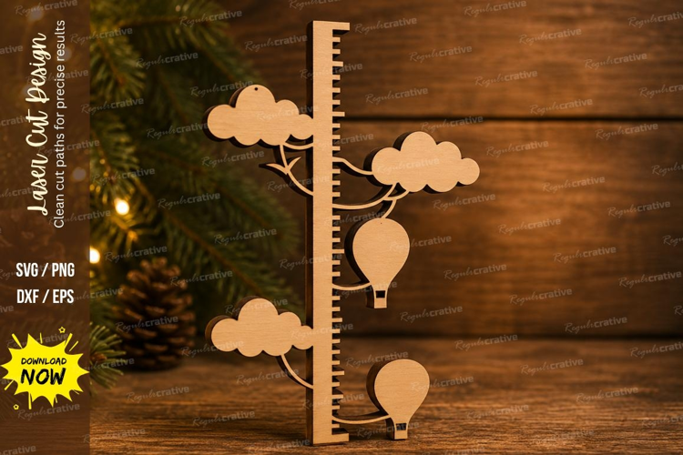 Hot Air Balloon Growth Chart Ruler Clouds Adventure Nursery