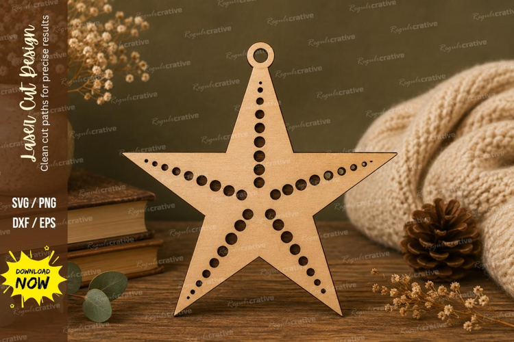 Dotted Star Laser Cut SVG File dotted star ornament svg,