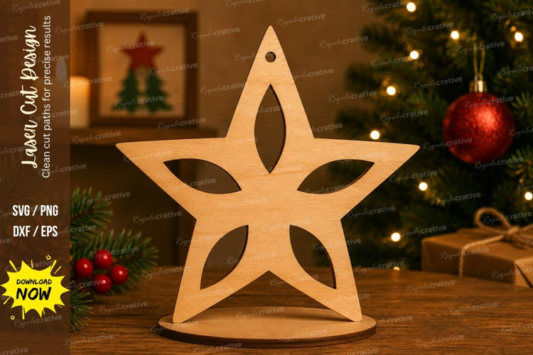 Open Petal Star Laser Cut SVG File open petal star svg, mini