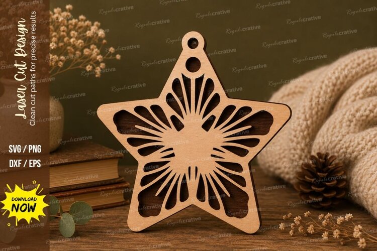 Burst Star Laser Cut SVG File burst star ornament svg example image 1