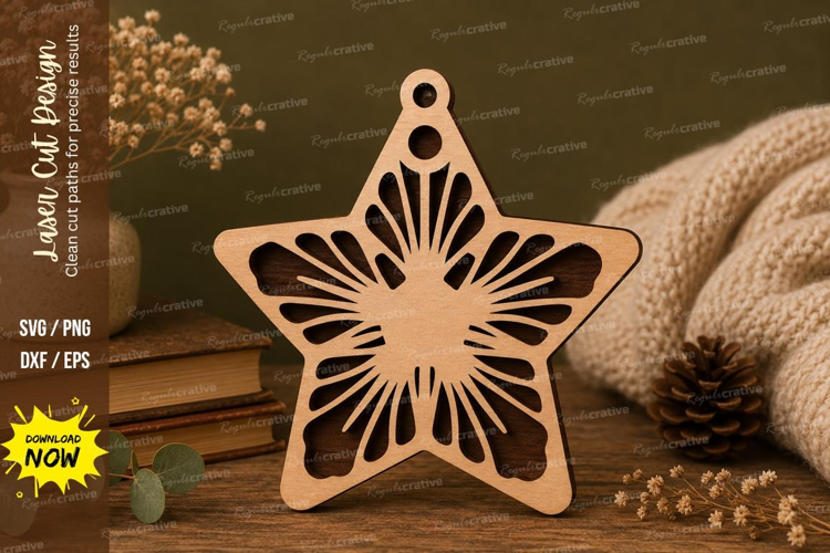 Burst Star Laser Cut SVG File burst star ornament svg