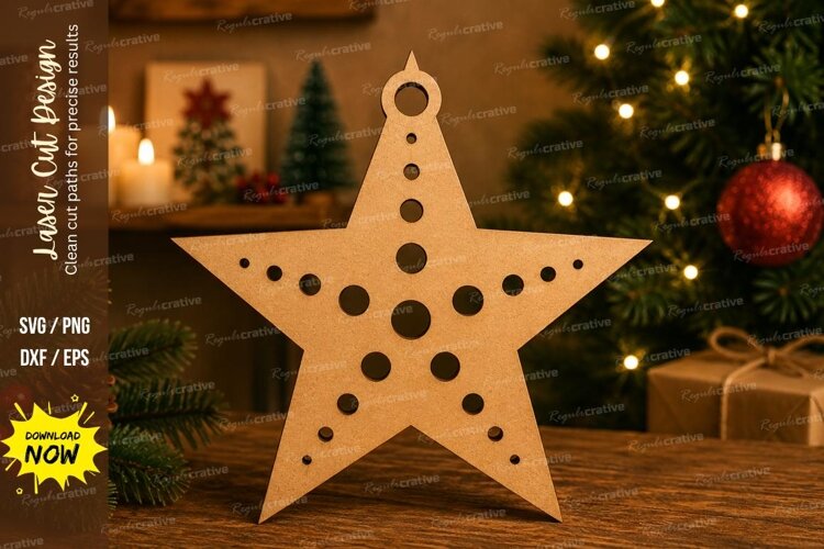 Dot Pattern Star Laser Cut SVG File dot pattern star svg, example image 1