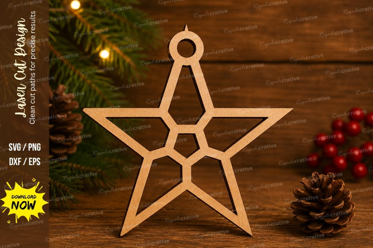 Faceted Star Laser Cut SVG File faceted star ornament svg,