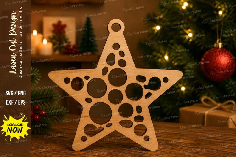 Bubble Star Laser Cut SVG File bubble star ornament svg,