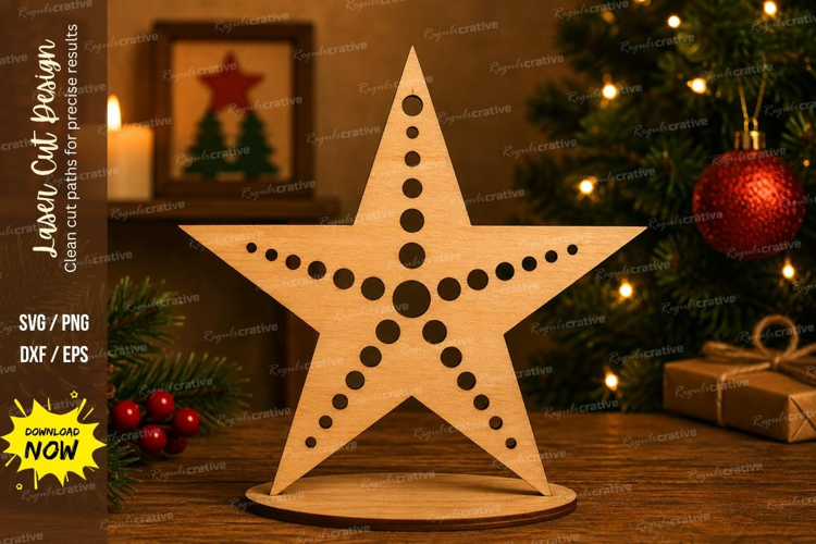Dotted Stand Star Laser Cut SVG File dotted stand star svg,