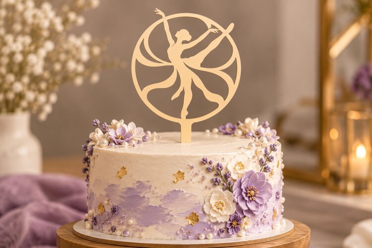 Ballerina Circle Cake Topper Laser Cut SVG PNG Design, balle example image 1