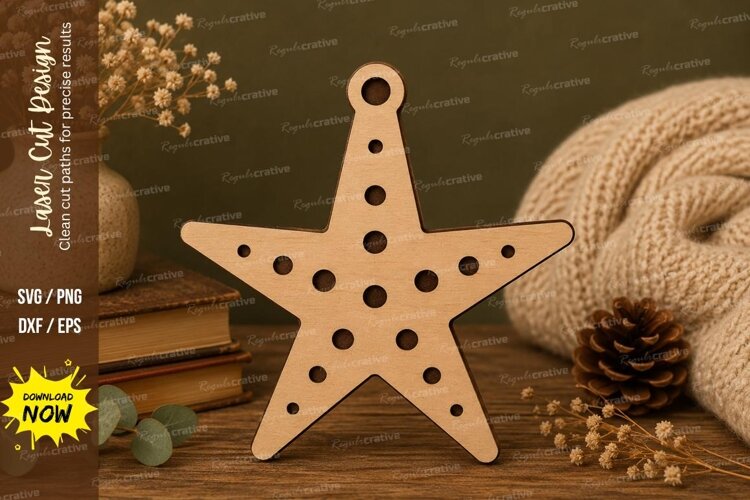 Dotted Ornament Laser Cut SVG File dotted ornament star svg example image 1