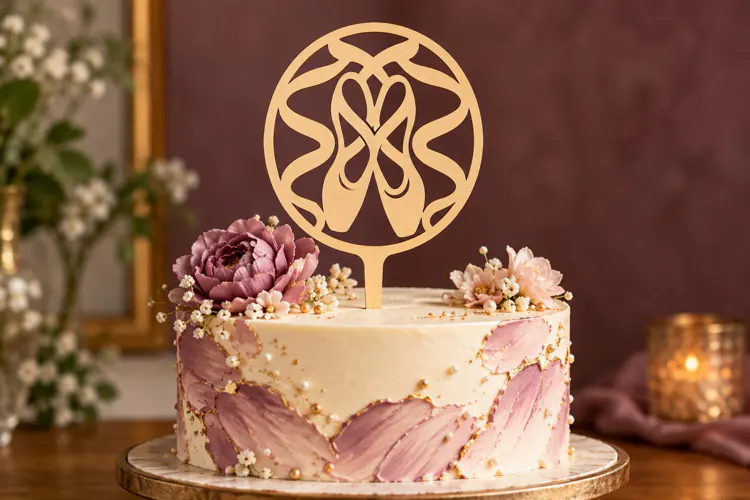 Ballet Slippers Circle Cake Topper Laser Cut SVG PNG Design