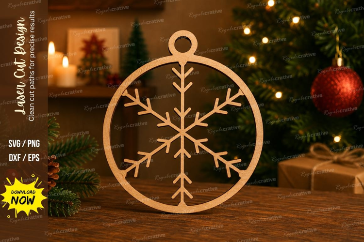 Classic Snowflake Laser Cut SVG File classic snowflake ornam