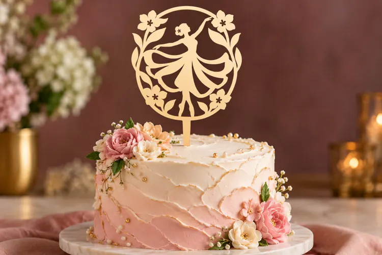 Floral Ballerina Cake Topper Laser Cut SVG PNG Design, flora
