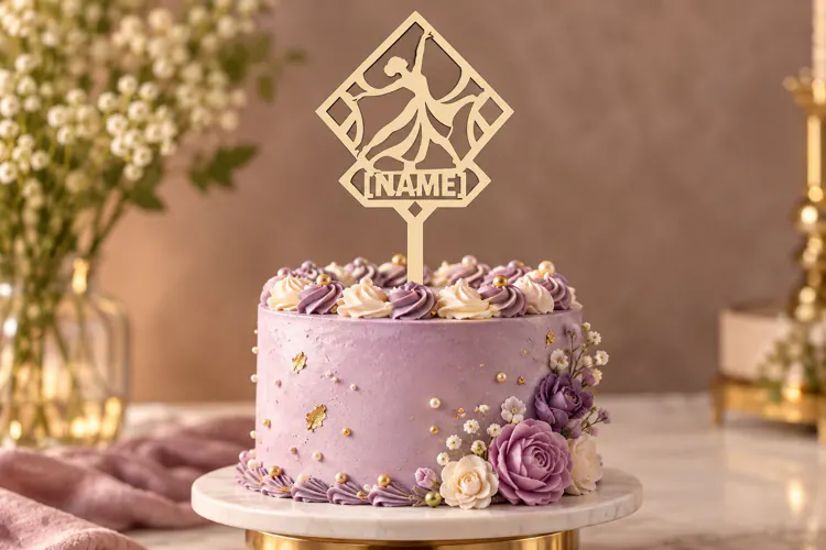 Diamond Ballet Name Cake Topper Laser Cut SVG PNG Design