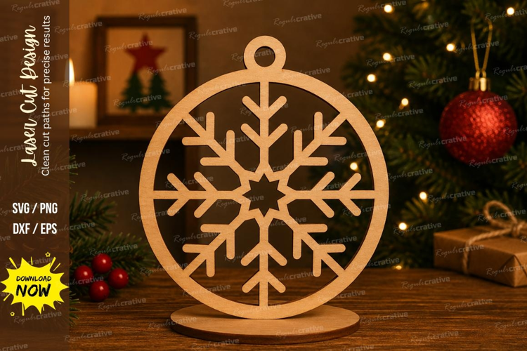 Stand Snowflake Laser Cut SVG File snowflake stand svg, free