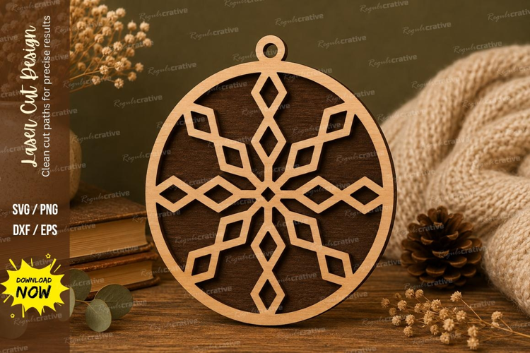 Geometric Snowflake Laser Cut SVG File geometric snowflake