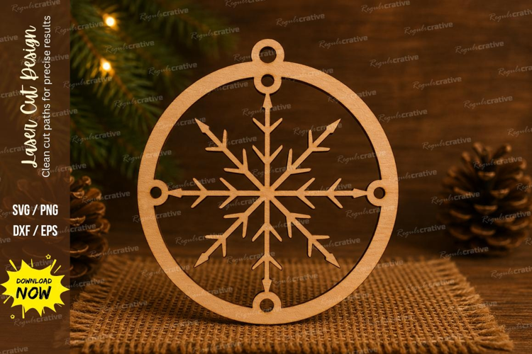 Round Snowflake Laser Cut SVG File round snowflake ornament,