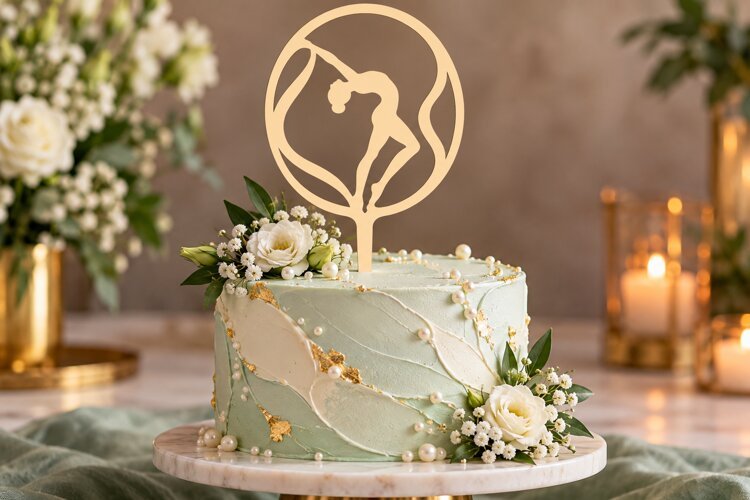 Elegant Ballerina Pose Cake Topper Laser Cut SVG PNG Design example image 1