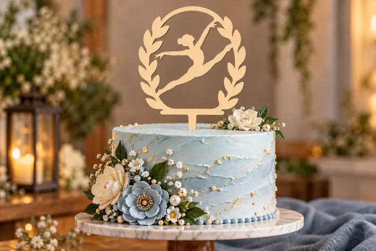 Leaping Ballerina Wreath Cake Topper Laser Cut SVG PNG Desig