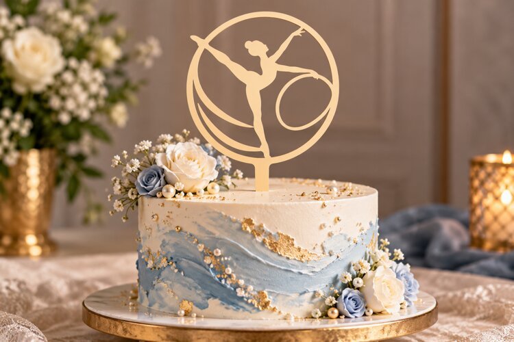 Rhythmic Gymnast Circle Cake Topper Laser Cut SVG PNG Design example image 1