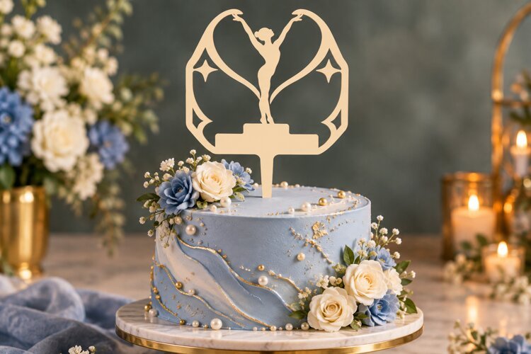 Heart Gymnast Silhouette Cake Topper Laser Cut SVG PNG Desig example image 1