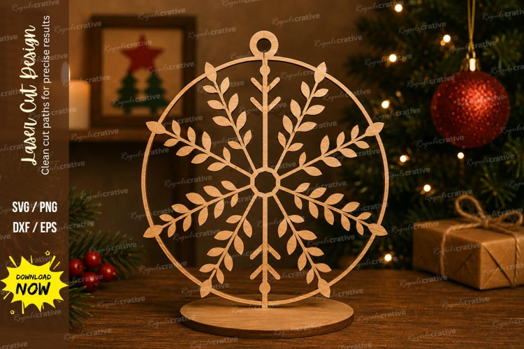 Leaf Snowflake Laser Cut SVG File leaf snowflake stand, bota