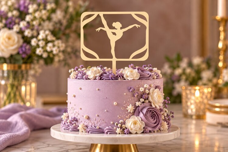 Square Gymnast Pose Cake Topper Laser Cut SVG PNG Design example image 1