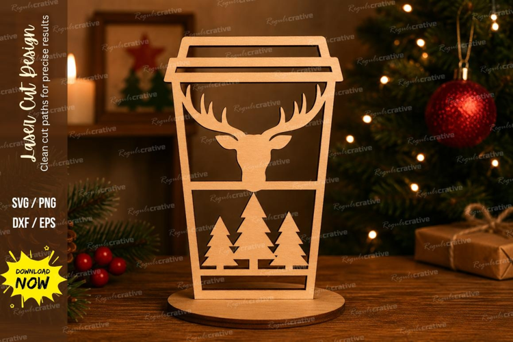 Deer Mountain Cup Laser Cut SVG File deer mountain cup svg,
