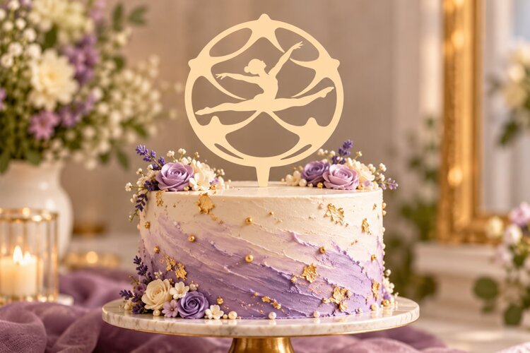 Split Gymnast Circle Cake Topper Laser Cut SVG PNG Design, example image 1