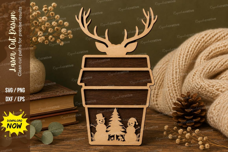Deer Antler Cup Laser Cut SVG File deer antler cup svg,