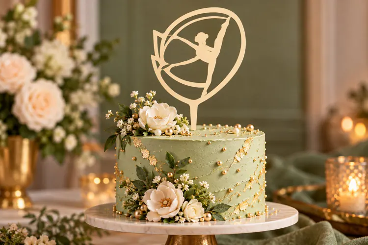 Elegant Gymnast Circle Cake Topper Laser Cut SVG PNG Design