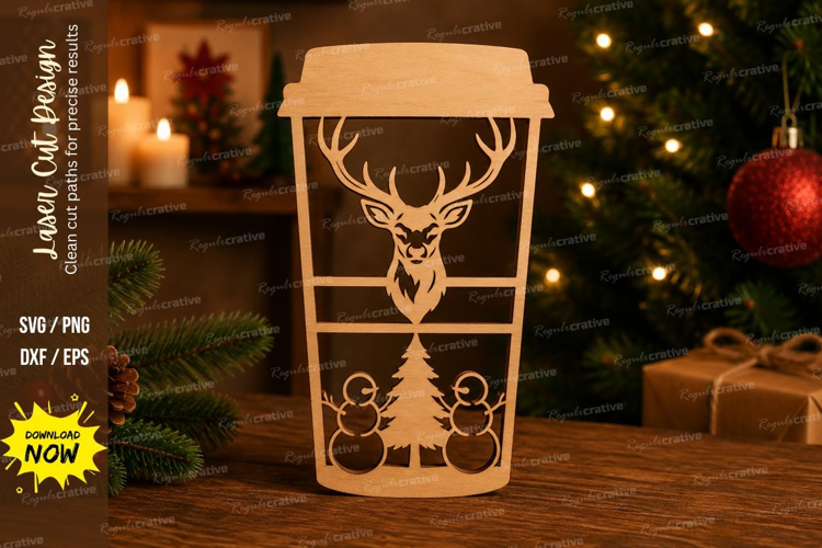 Deer Forest Cup Laser Cut SVG File deer forest cup svg, deer