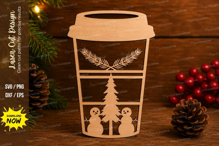 Forest Coffee Cup Laser Cut SVG File forest coffee cup svg,