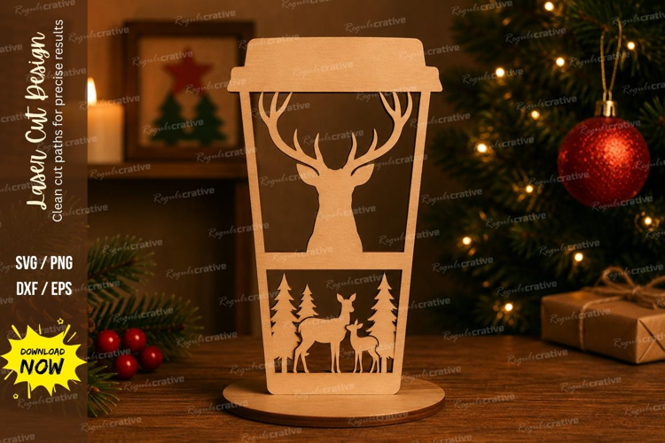 Deer Travel Cup Laser Cut SVG File deer travel cup svg, deer