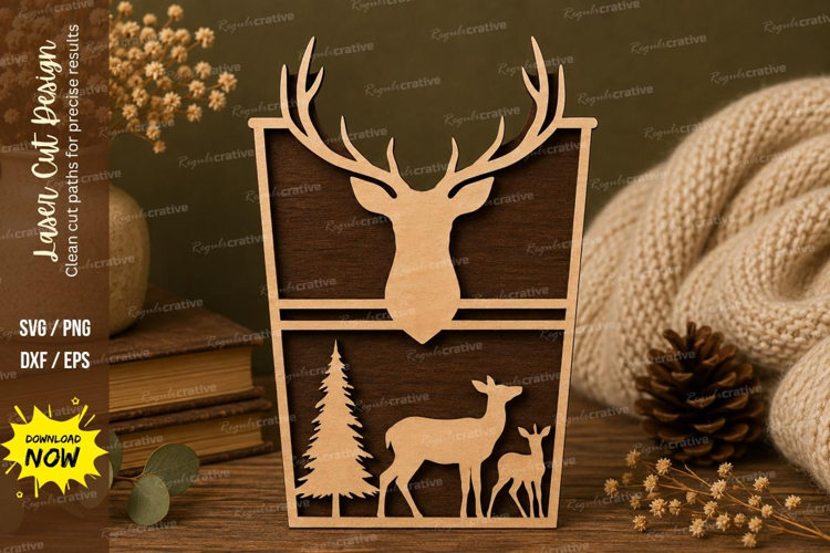 Deer Forest Sign Laser Cut SVG File deer forest sign svg,