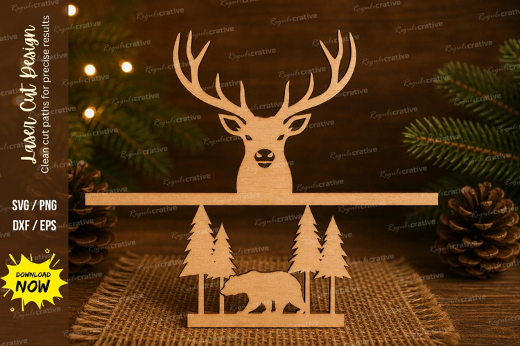 Deer Forest Scene Laser Cut SVG File deer forest scene svg,
