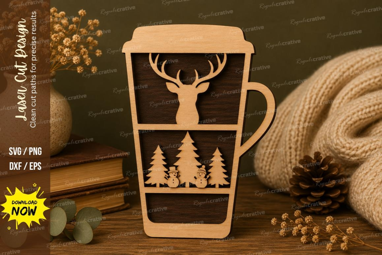 Deer Mug Forest Laser Cut SVG File deer mug forest svg, deer