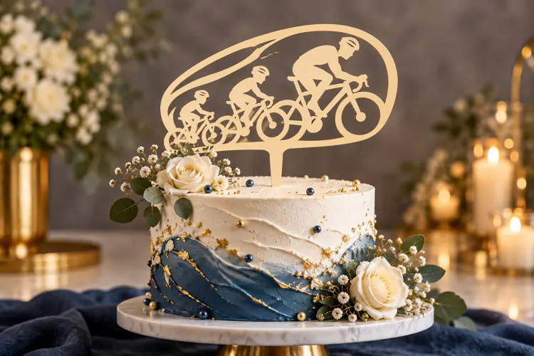 Group Cyclists Oval Cake Topper Laser Cut SVG PNG Design