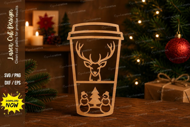 Deer Coffee Ornament Laser Cut SVG File deer coffee ornament