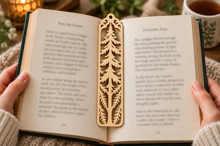 Tall Pine Tree Bookmark Laser Cut SVG PNG Design, pine tree