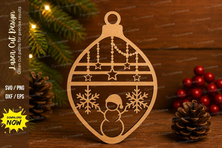 Snowman Ornament Laser Cut SVG File snowman ornament svg,