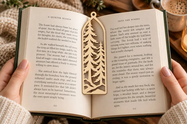 Geometric Pine Tree Bookmark Laser Cut SVG PNG Design, geome