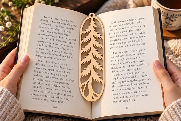 Fern Pine Tree Bookmark Laser Cut SVG PNG Design, fern tree example image 1