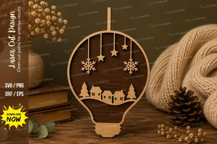 Village Ornament Laser Cut SVG File village ornament svg,
