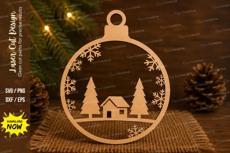 Cabin Ornament Laser Cut SVG File cabin ornament svg, winter